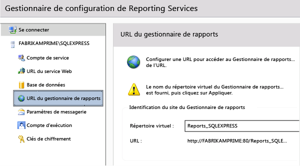 Les champs sont préremplis ; choisir Appliquer