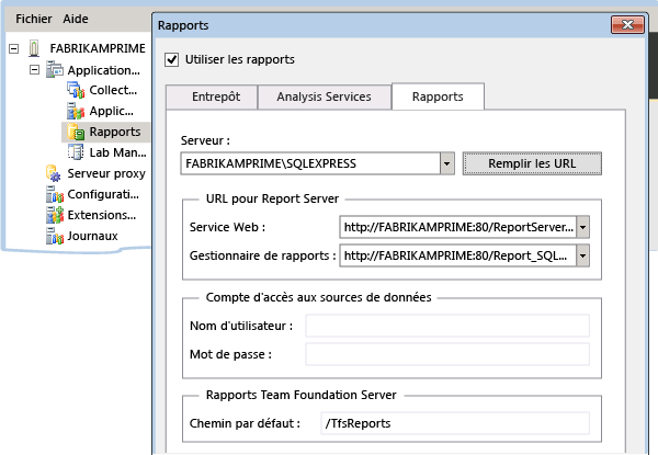 Fournir des informations sur le serveur, l'instance et le compte