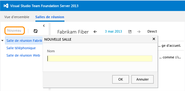 Lien Nouveau dans la page Salles, boîte de dialogue Nouvelle salle