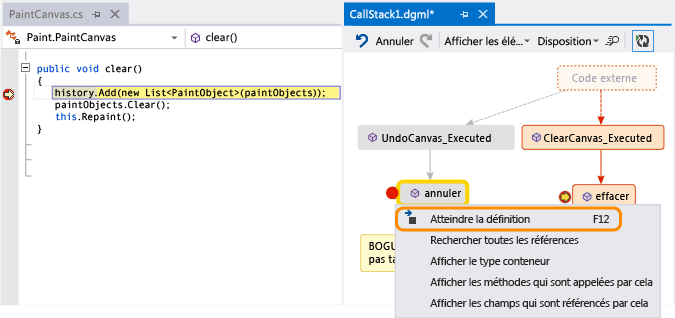 Aller à la définition du code pour une méthode sur une carte du code