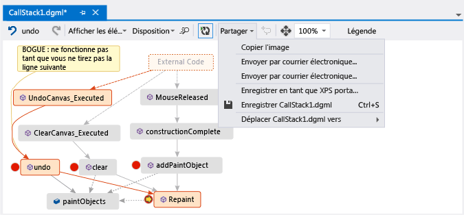 Partager la carte du code de la pile d'appels avec les autres