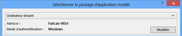 Sélectionner le package d'application installé pour un périphérique distant