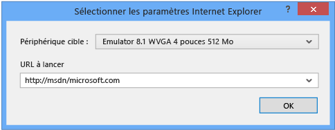 Spécifier l'URL à afficher dans Internet Explorer