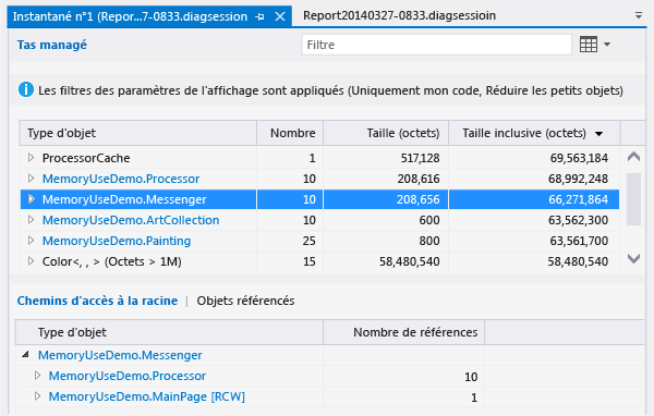 Rapport Instantané de l'utilisation de la mémoire