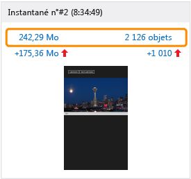 Liens vers le rapport d'instantané dans une vue Instantané