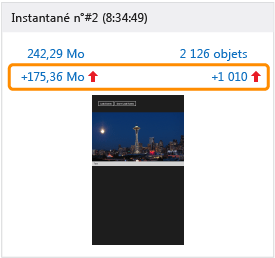 Liens vers le rapport de différences dans une vue Instantané