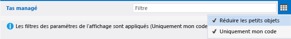 Options de tri et de filtre