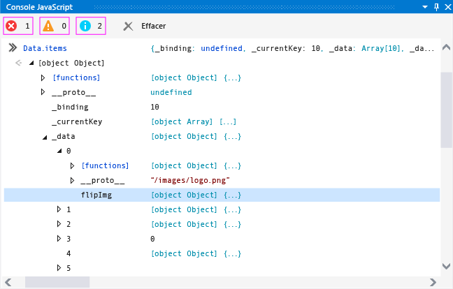 JavaScript Console window