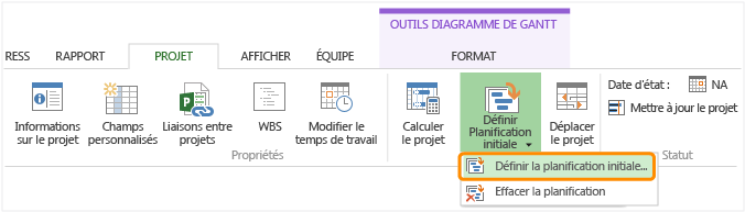 Définir l'option de la planification initiale