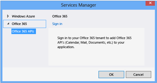 Installation des API d'Office 365