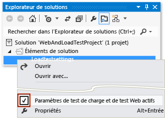 Définir le chargement du paramètre de test actif et les performances web