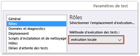 Sélectionner une exécution locale