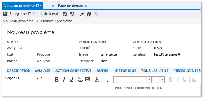 CMMI Issue work item form