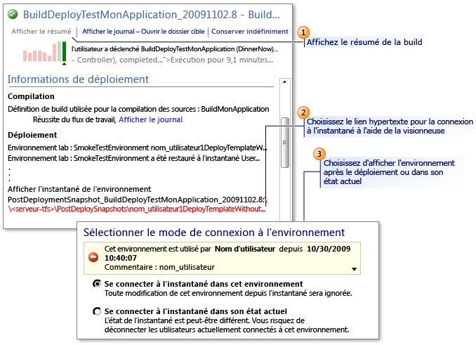 Établir une connexion à l'environnement à partir des résultats de votre génération