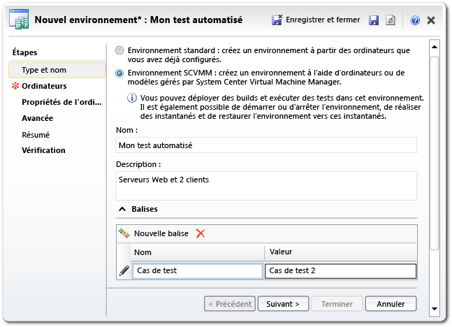 Assistant Environnement de Lab Management - Page Nom