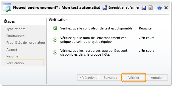 Création d'un environnement SCVMM - vérification de la configuration