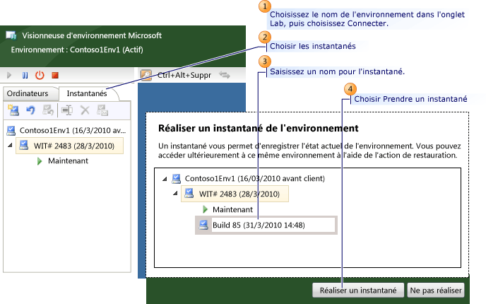 Étapes de prise d'un instantané