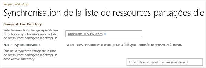 Pool de ressources d'entreprise Active Directory