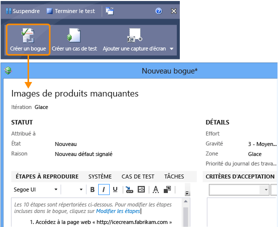 Le bogue contient automatiquement des étapes de reproduction
