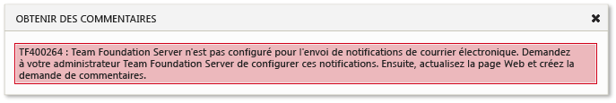 Error message about email notifications not configured