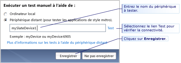 Sélectionner l'emplacement d'exécution du test