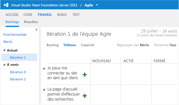 Tableau de tâches Agile avec flux de travail mis à jour