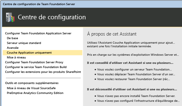 Cela utilise la base de données de configuration restaurée