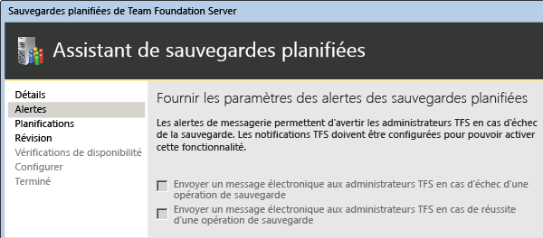 Les alertes sont disponibles uniquement si SMTP est configuré