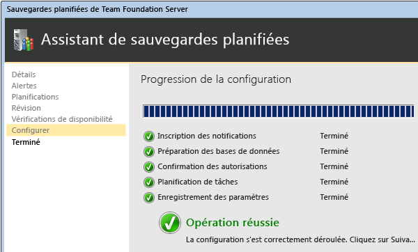 L'assistant confirme l'opération réussie