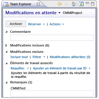 Page des modifications en attente