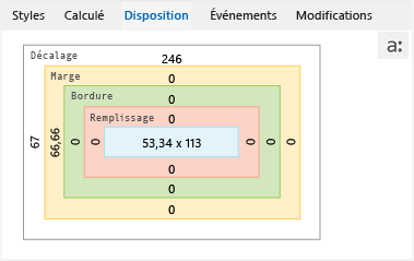 Onglet Disposition de l'explorateur DOM