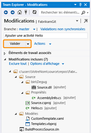 Bouton Valider dans la page Modifications