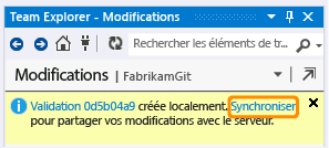 Lien Synchroniser dans la page Modifications