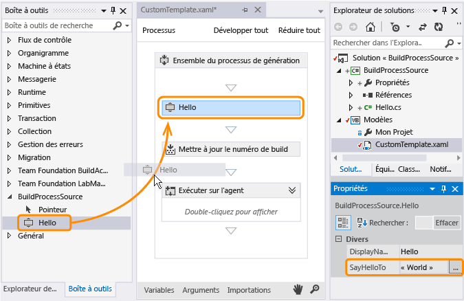 Modification d'un modèle de processus de build à partir d'une solution