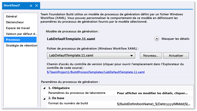 Utiliser le modèle lab par défaut.