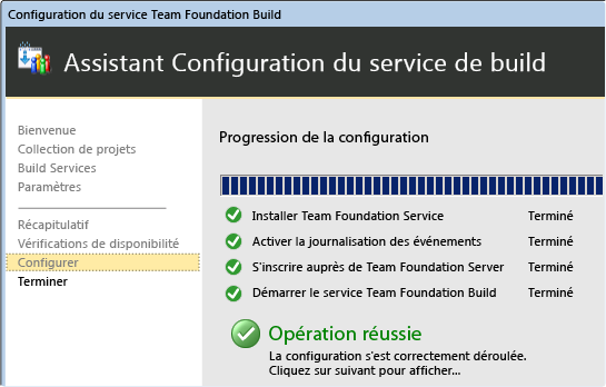 Progression de la configuration