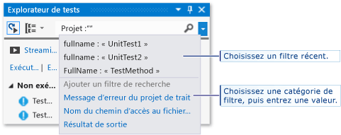 Rechercher des catégories de filtre