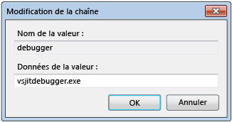 Boîte de dialogue Modification de la chaîne