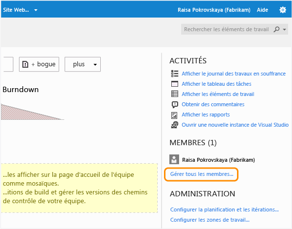 Gérer des membres pour une équipe ou un projet d'équipe