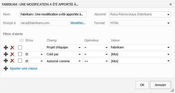 Remplir le formulaire d'alertes personnalisées