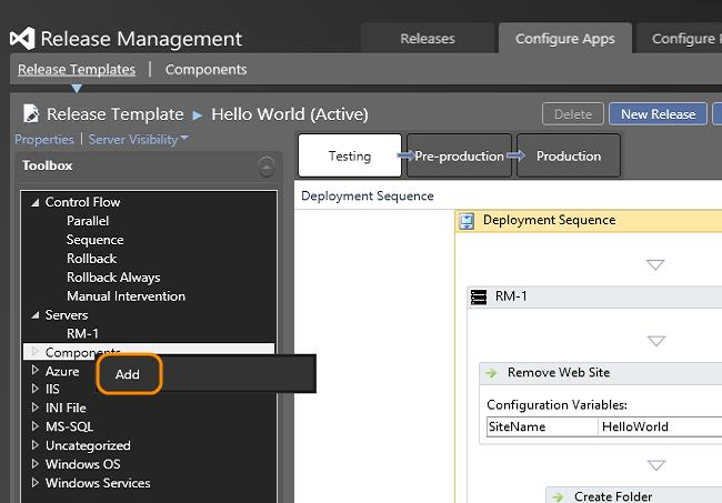 Ajouter un composant à un modèle de version