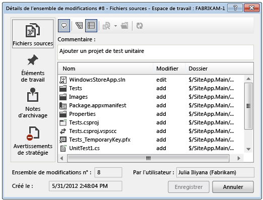 Details for Changeset dialog box