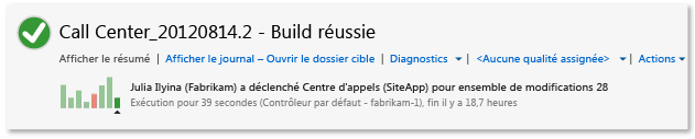 Fenêtre Résultats de build