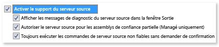 Activer les options du serveur source