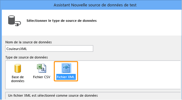 Entrer un nom et choisir Fichier XML