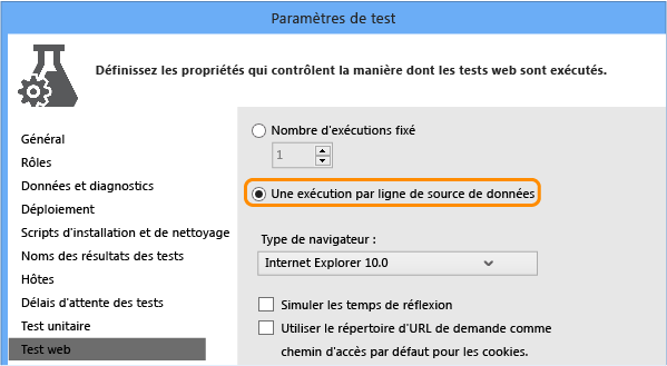 Modifiez le fichier de paramètres de test.