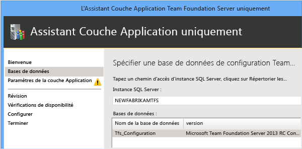 Sélectionner SQL Server et le jeu de sauvegardes de la base de données