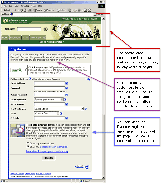 Passport Registration Page with Flexible-Layout Cobranding