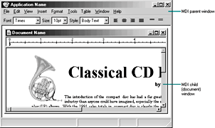 MDI parent and child windows