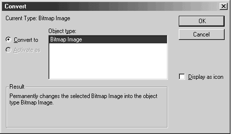 Convert dialog box